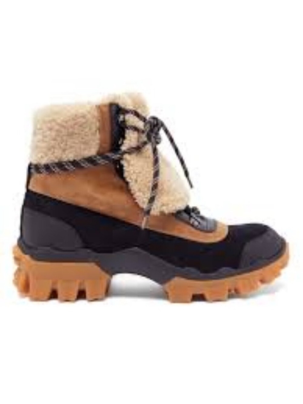 Moncler Harriet Stivale Suede Shearling Leather Combat Boots 39.5 EU NWOT